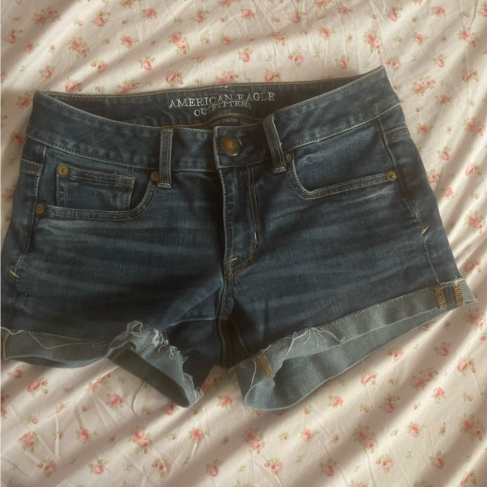 american eagle dark denim shorts